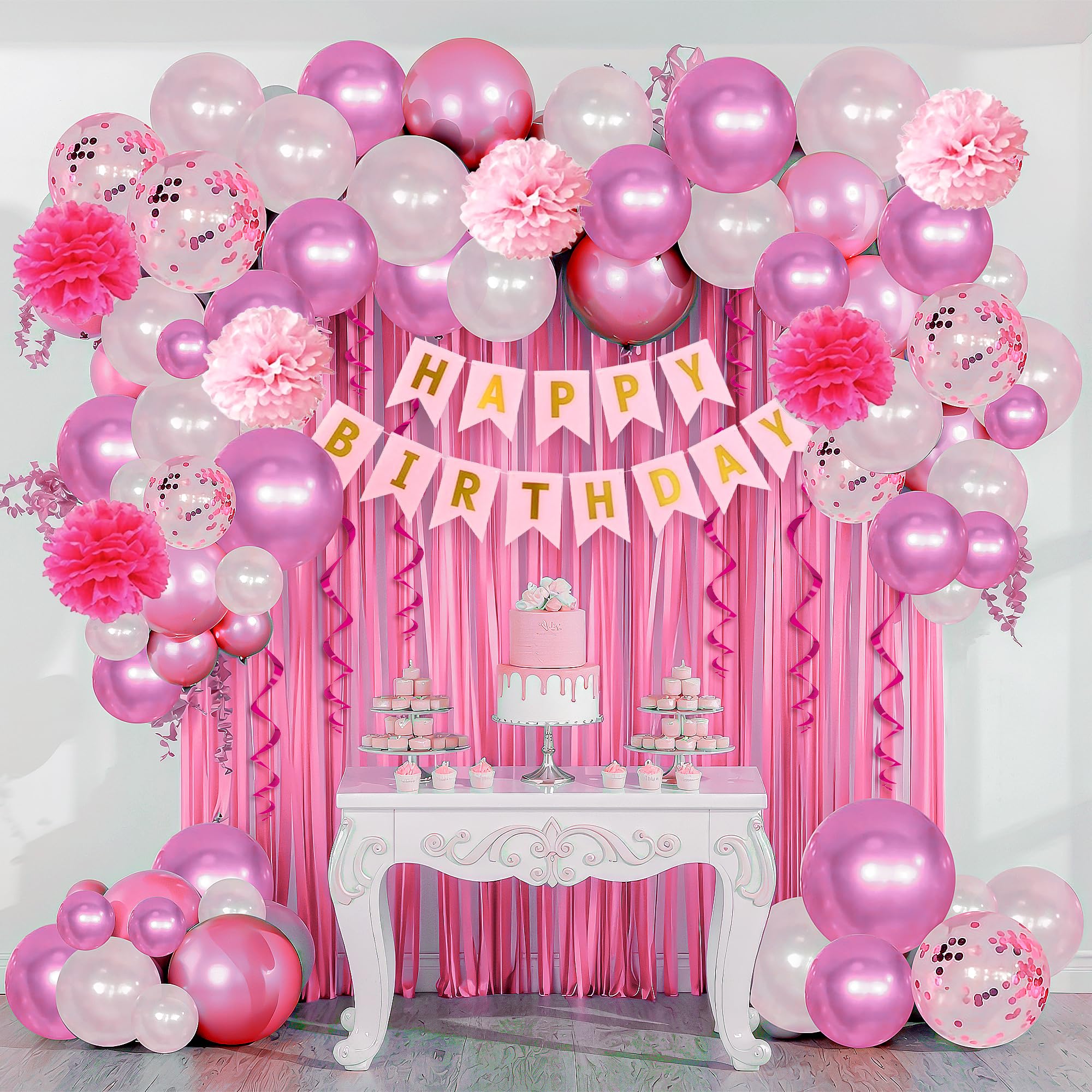 Party Propz Pink Happy Birthday Decoration Kit -34Pcs, Happy