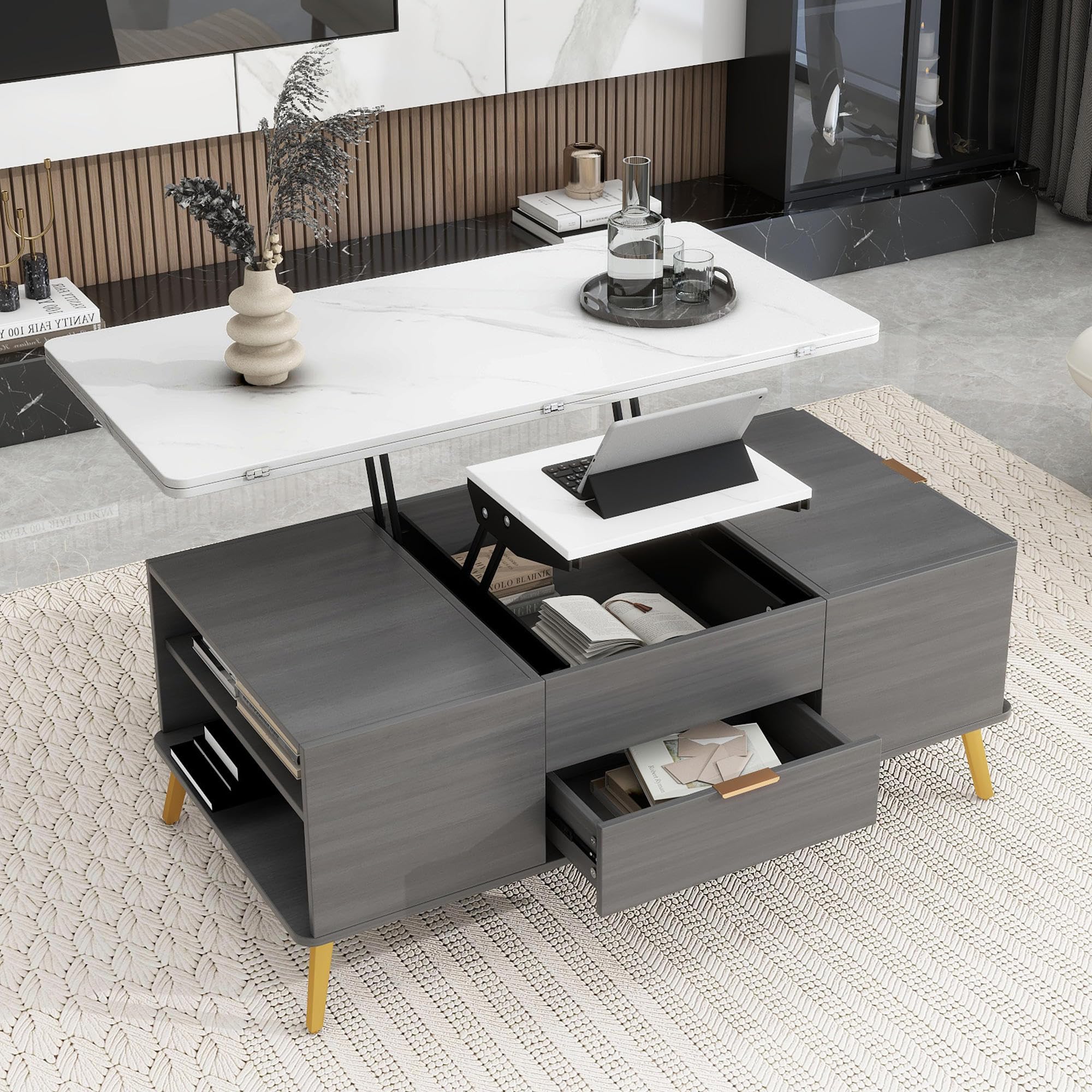 Amazon.com: Modern Lift Top Coffee Table with Hydraulic Lifting 