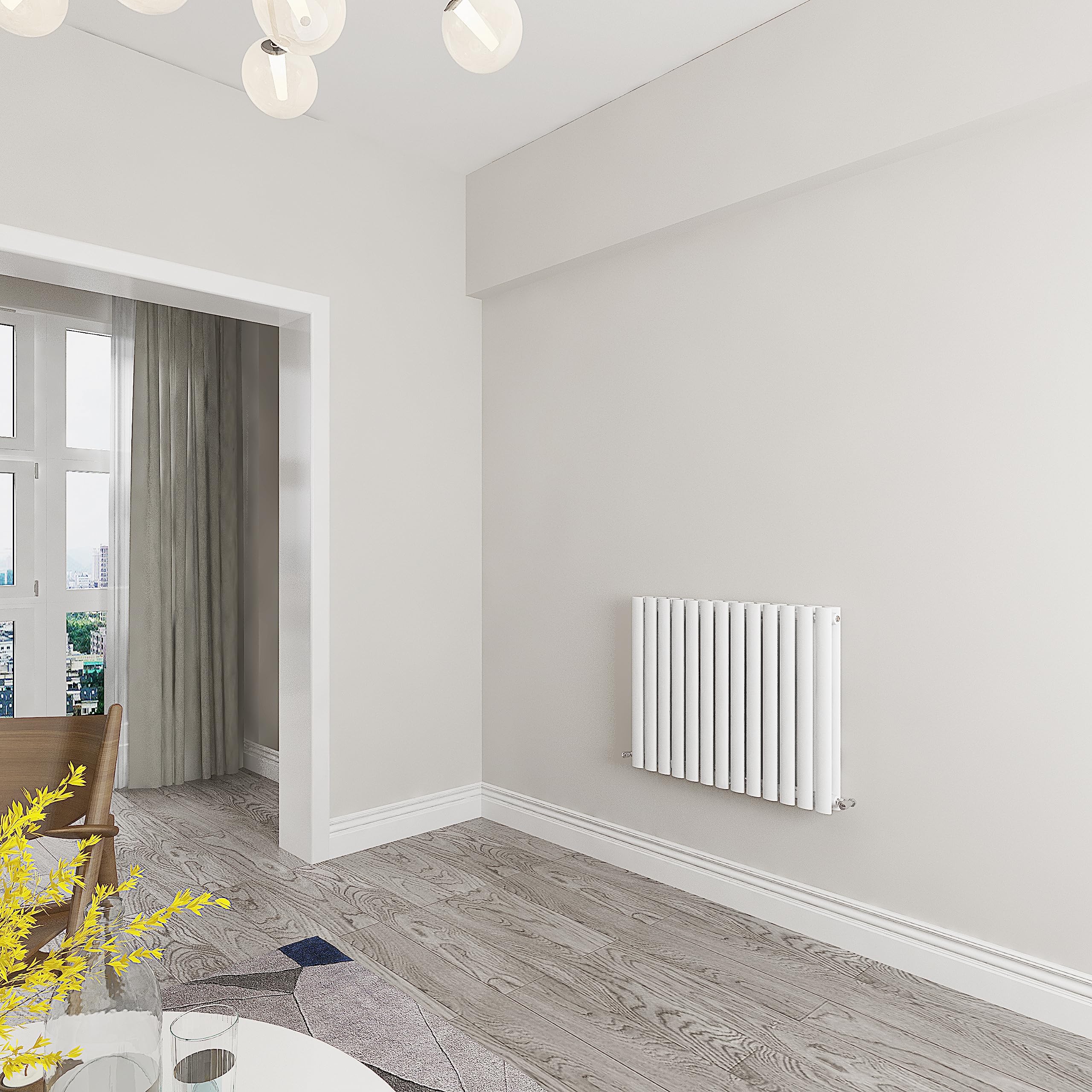 Skybathroom | 600x767mm Horizontal White Oval Double Panel Central Heating Radiator