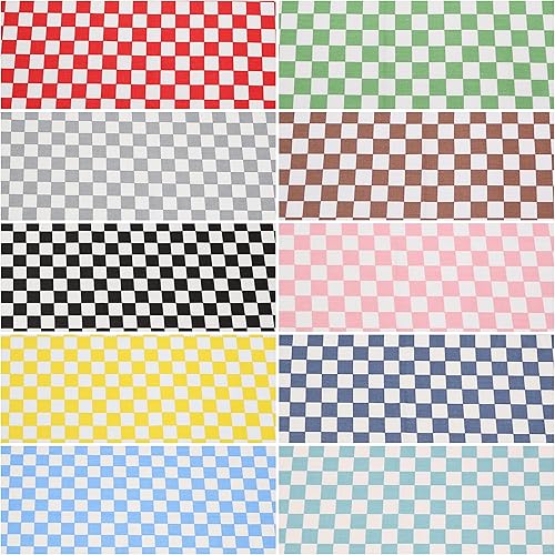 Miniatura 4 de Hanjunzhao Paquete de 10 piezas de tela con estampado de tablero de ajedrez, 100 % algodón, 18 x 22 pulgadas, cuadrícula geométrica para tablero de