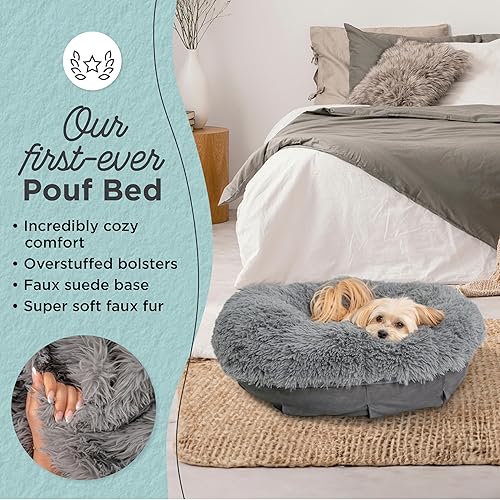 Miniatura 9 de Best Friends by Sheri Puf ultra calmante cama de lujo en forma de dona para perro, color tostado, pequeño 23 x 23 pulgadas