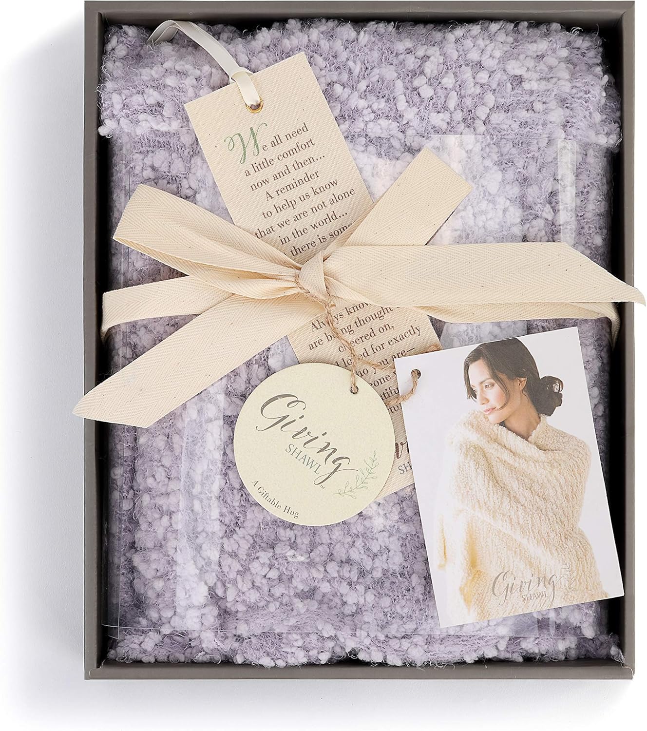 DEMDACO Giving Collection Giving Shawl with Pockets - Cozy Wrap for Women - Pockets - Soft Knit - Comfortable - Blanket-Style - Thoughtful Gift for Her - One Size - Light Purple