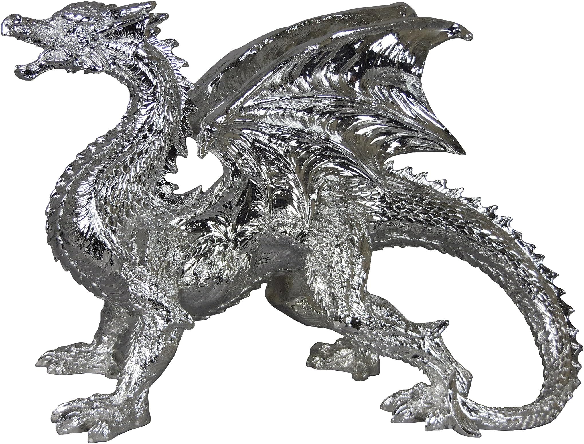 Sassy Home Large Silver Electroplated Welsh Dragon Ornament