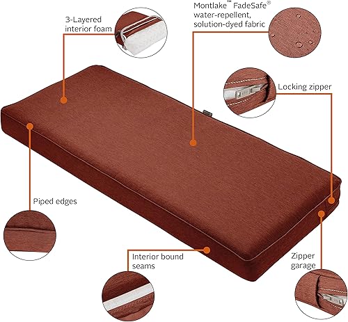 Miniatura 4 de Classic Accessories, Montlake FadeSafe - Cojín para banco o sofá de dos puestos de exteriores y patio, tela resistente al agua, 59x18x3 pulgadas,