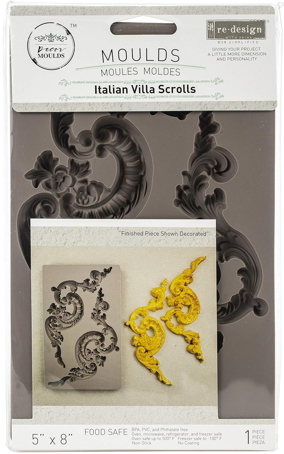 Redesign with Prima Redesign Furniture Decor Moulds® Italian Villa Scrolls 5"x8",8Mm Thickness For Funiture Dresser, Chocolate,Cake,Candy,Backery,Soap,Polymer Clay, earthen Clay,655350636371
