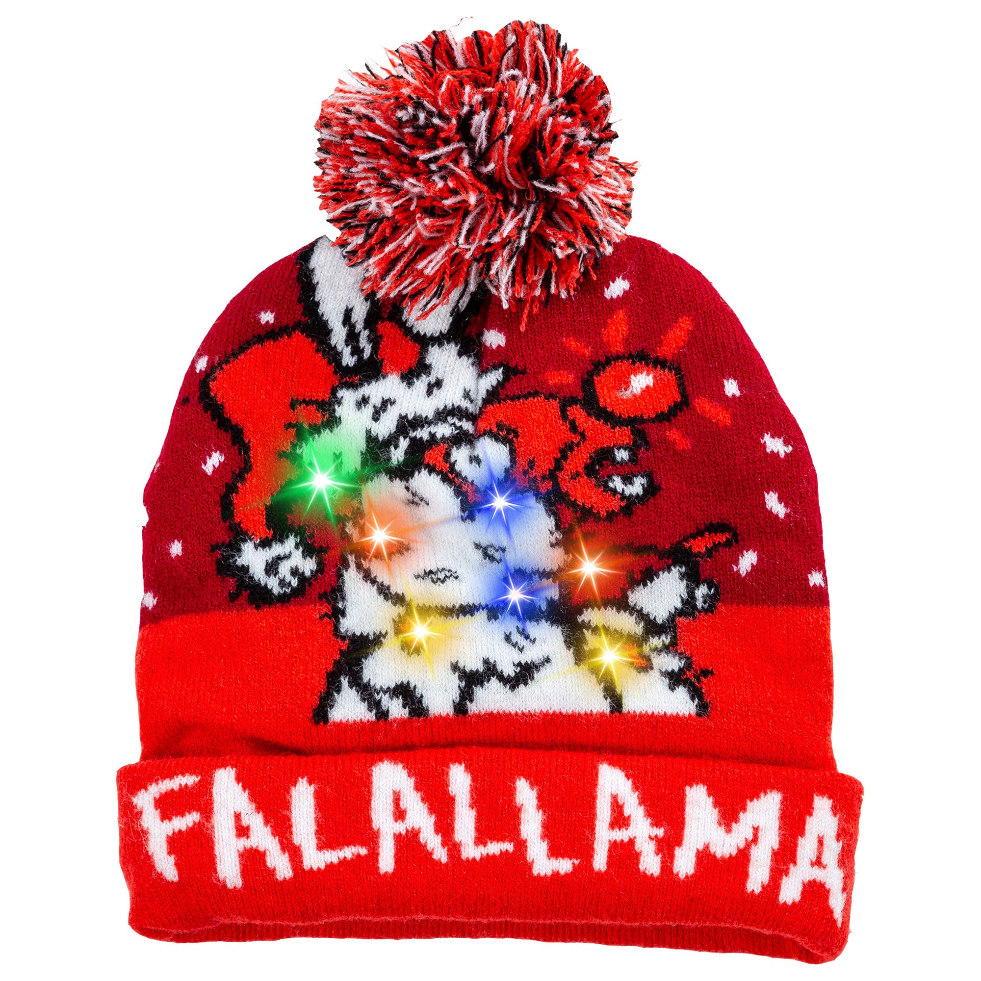 JOYIN Christmas Unisex Adult LED Light Up Knitted Beanie Cap Ugly Sweater Lit-up Hat with 6 Different Flashing Modes Multi Color