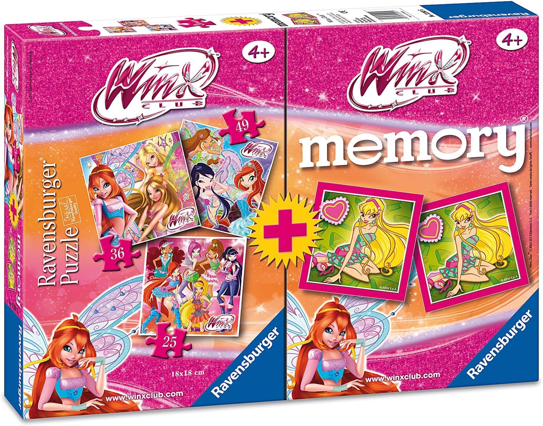 Ravensburger Puzzle 07342 9 – Winx Multipack, 3 + 1 Memory