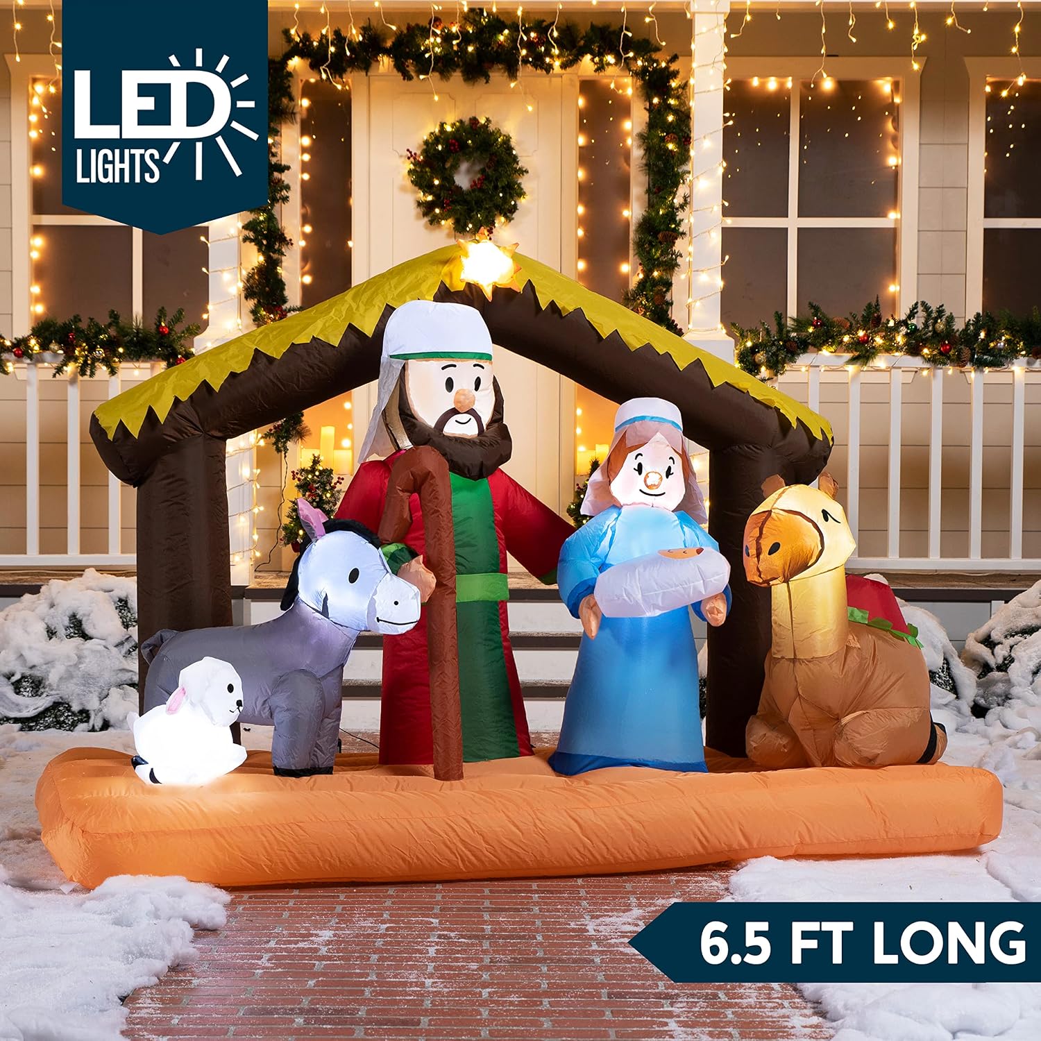 Joiedomi 6.5 ft Long Christmas Inflatable Nativity Scene Decoration, Christmas Inflatable with Build-in LEDs Blow Up for Christmas, Party Indoor, Outdoor, Yard, Garden, Lawn Décor