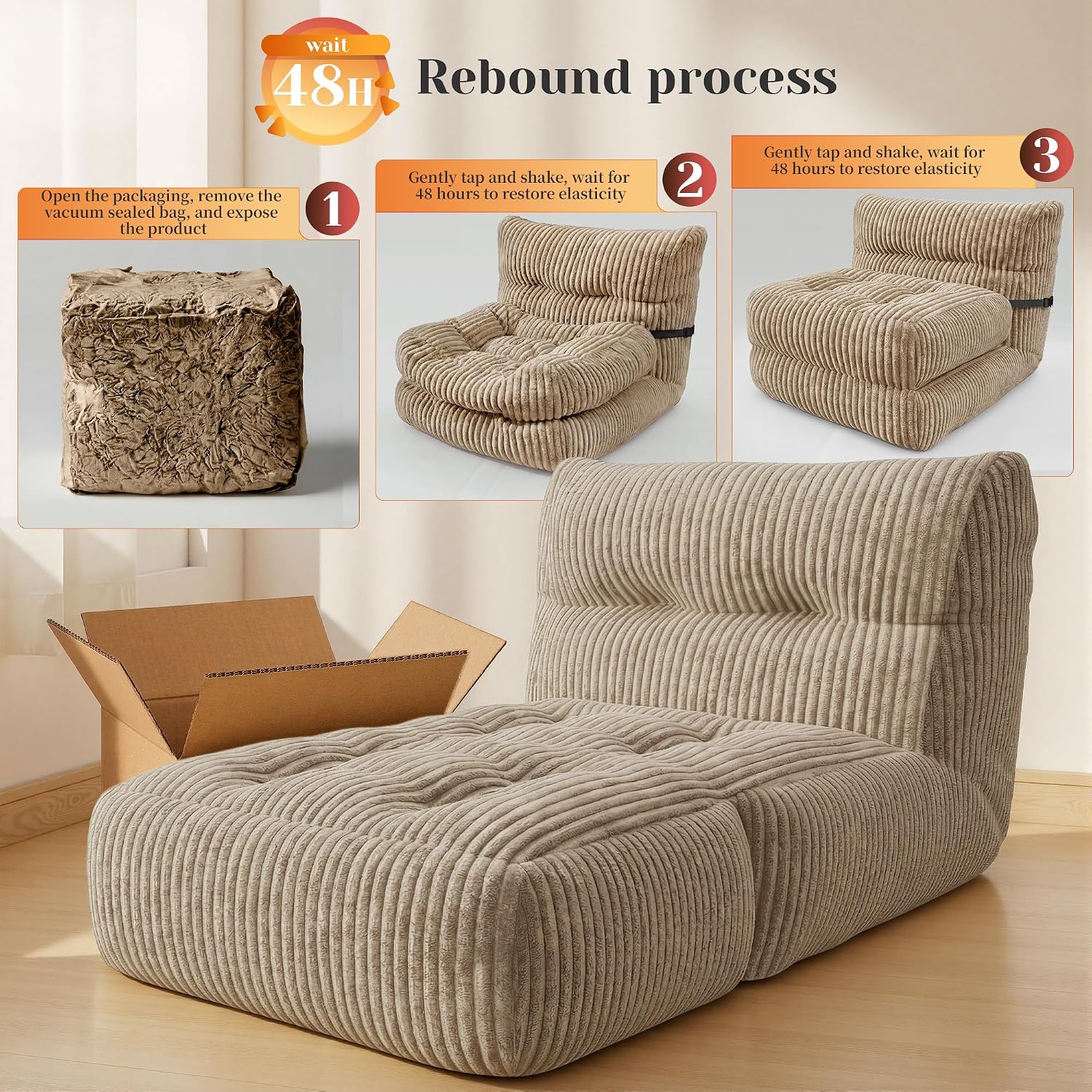 Homkdom Bean Bag Chairs for Adults, Big Lounger Sofa Seat for Living Room image 5