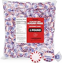 Sugar Free Starlight Peppermint Hard Candy 1 Pound - Approx. 75 Individually Wrapped Starlight Mints Peppermint Discs Hard Candy For Snacks & Treats - Taboom Candy