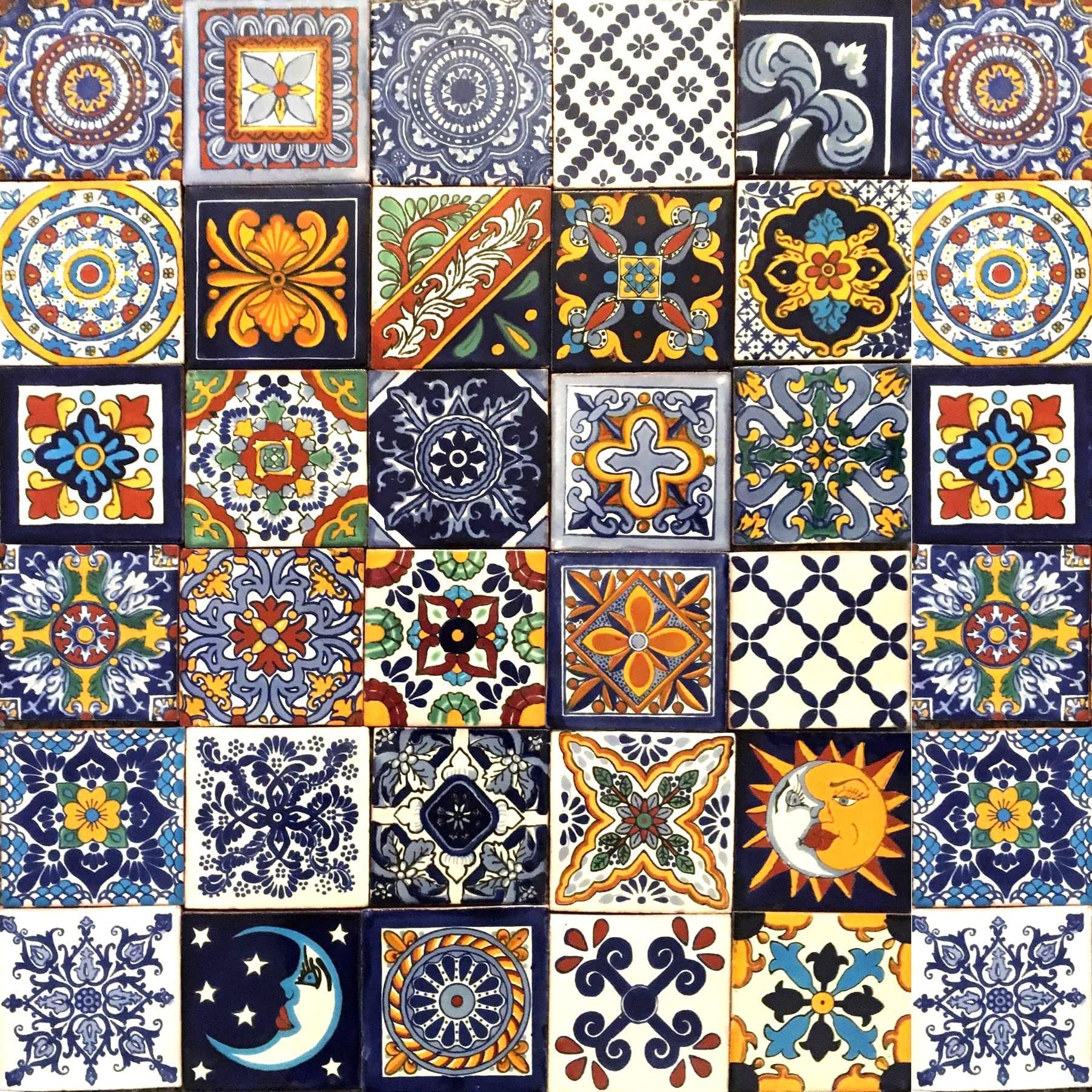 Piastrelle Messicane Talavera Handmade - 30 Pezzi 10.5x10.5 Cm Per Bagno, Cucina, Decorazione Pareti - Foto 5