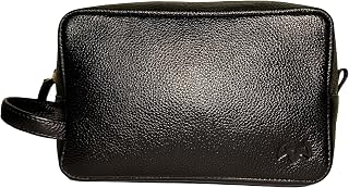 ZAID Genuine Leather Toiletry Kit & Travel Pouch for Men | Premium Accessory & Shaving Bag with Pocket Compartments Inside | Bomber Edition - Hand-Stitched in India