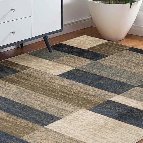 Miniatura 6 de BNM - Alfombra de interior con respaldo de yute, decoración moderna geométrica de suelo para dormitorio, oficina, sala de estar, entrada, suelos de