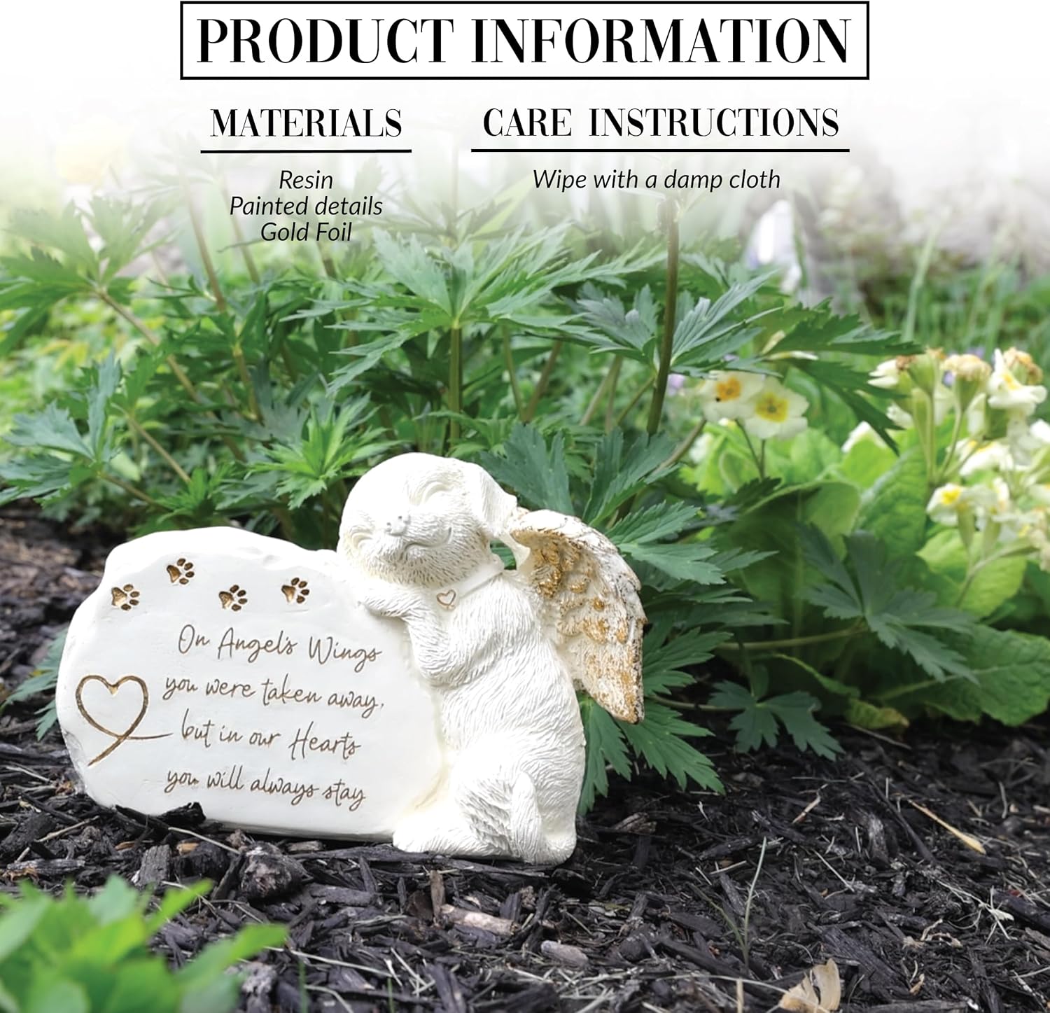 Pavilion Gift Company - On Angels Wings You Were Taken Away, But In Our Hearts You Will Always Stay - 7.5" Angel Wing Dog Garden Memorial Stone Bereavement Memorial Loss Of Loved One Gift Rescue Doggy