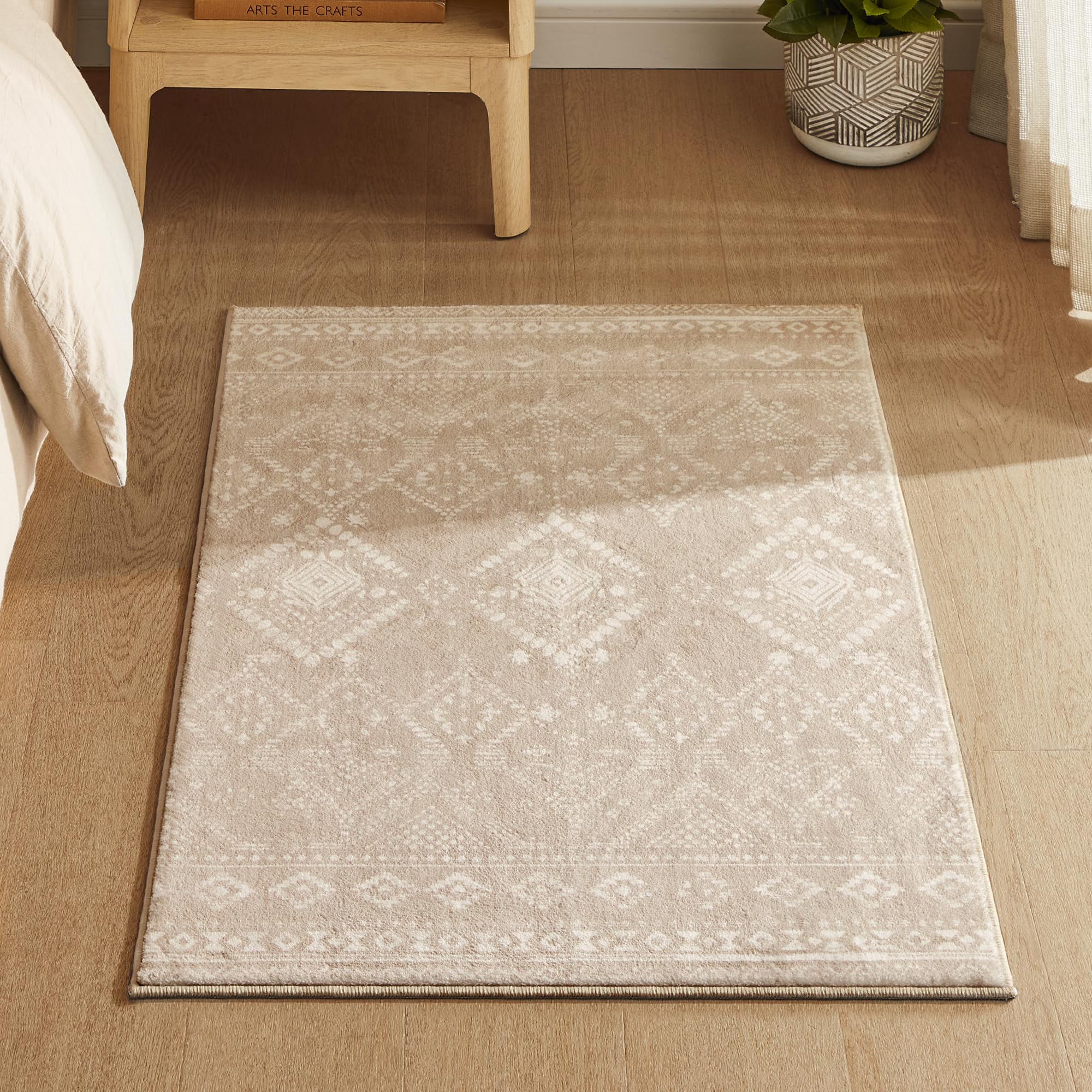 SONGMICS HOMEArea Rug, 2x3 ft Rug for Bedroom, Non-Slip Carpet, Home Decor, for Living Room, Machine Washable, Boho Style, Cappuccino Beige UTAR024K01V1OEKO-TEX STANDARD 100