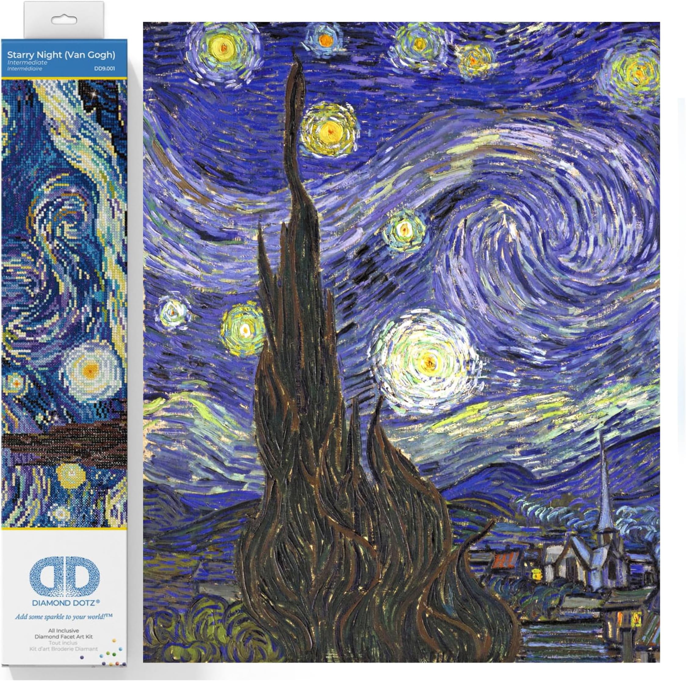 Starry Night Van Gogh Diamond Painting for Adults with Gems | Full Coverage Design, Sparkling Faceted Finish, Complete Starter Set, Vibrant Wall Decor, Ready to Frame, Great Handmade Gift