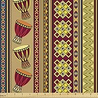 Vista 26 de Ambesonne Tela de Fiesta Popstar por Yarda, Estilo de Dibujos Animados Garabatos Dibujados a Mano Tema Musical Impresión de Arte Lineal, Tela