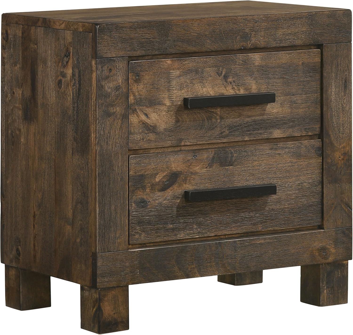 Coaster Home Furnishings Woodmont Farmhouse Engineered Wood 2-Drawer Bedroom Nightstand Bedside Table Organizer Unit Rustic Golden Brown 222632