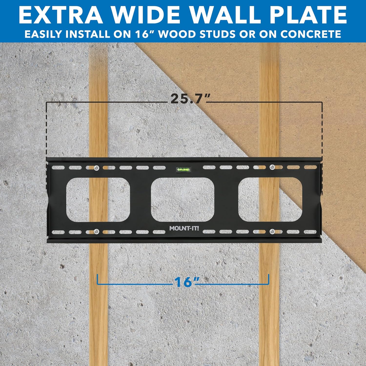 Mount-It! Tilting TV Wall Mount for 37-80 Inch Flat Screen TVs, Low Profile Bracket Supports 175 lbs, Universal VESA 600x400 mm, Adjustable Tilt to Reduce Glare, Fits 16”/24” Studs