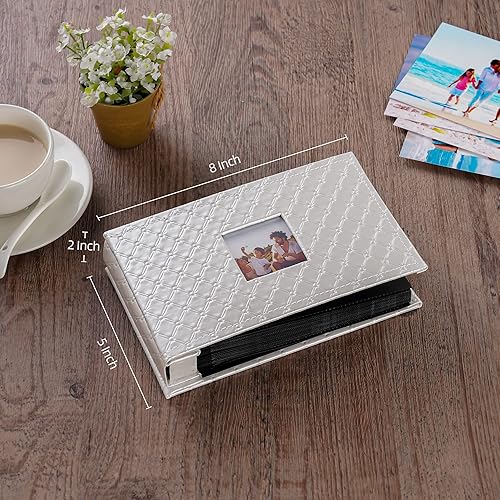 Miniatura 3 de Mublalbum Álbum de fotos pequeño de 4 x 6 pulgadas, 100 fotos, cubierta de cuero, libro de fotos con bolsillos horizontales para bebé, boda,