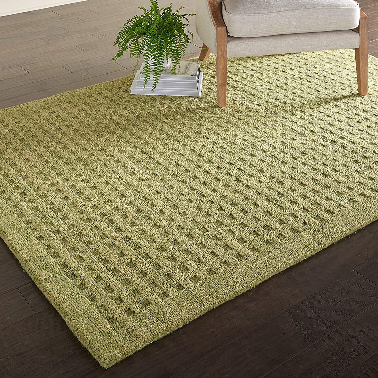 ZARACARPETS; 'can Change The Floor Solid Plain Exported Quality Hand Made Carpets and Rug Size 8x8 Round Diameter (8 by 8 Round) Loop Olive