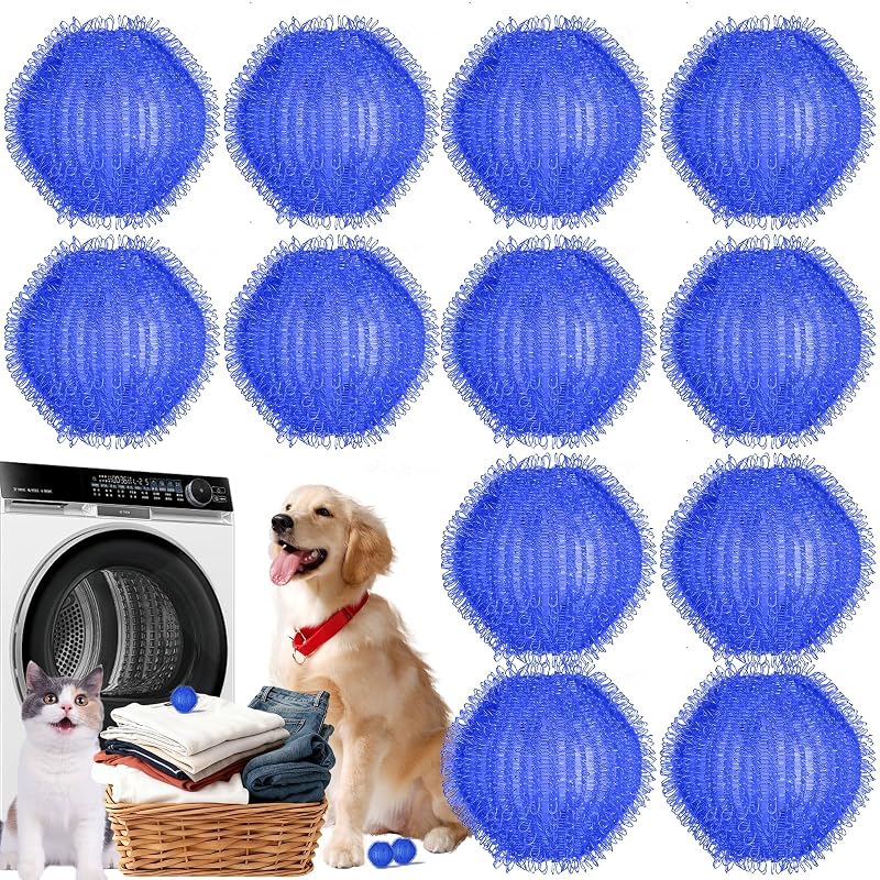 Removedor de pelos para roupas com bolas reutilizáveis de nylon WJCGX, pacote com 12