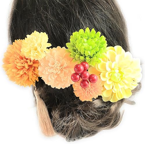 Amazon Co Jp 大人可愛い花かんざし8点セット オレンジ 結婚式成人式卒業式七五三 袴 着物髪飾り浴衣ヘア飾り 和装小物 レトロ タッセル 服 ファッション小物