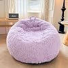 XeGe Comfortable Faux Fur Bean Bag Cover for Living Room (No Filling) Fluffy Cuddly Toy Storage Bean Bag Cover Light Purple Furry Bean Bag Adult Kids Girls Non-Slip Lavender