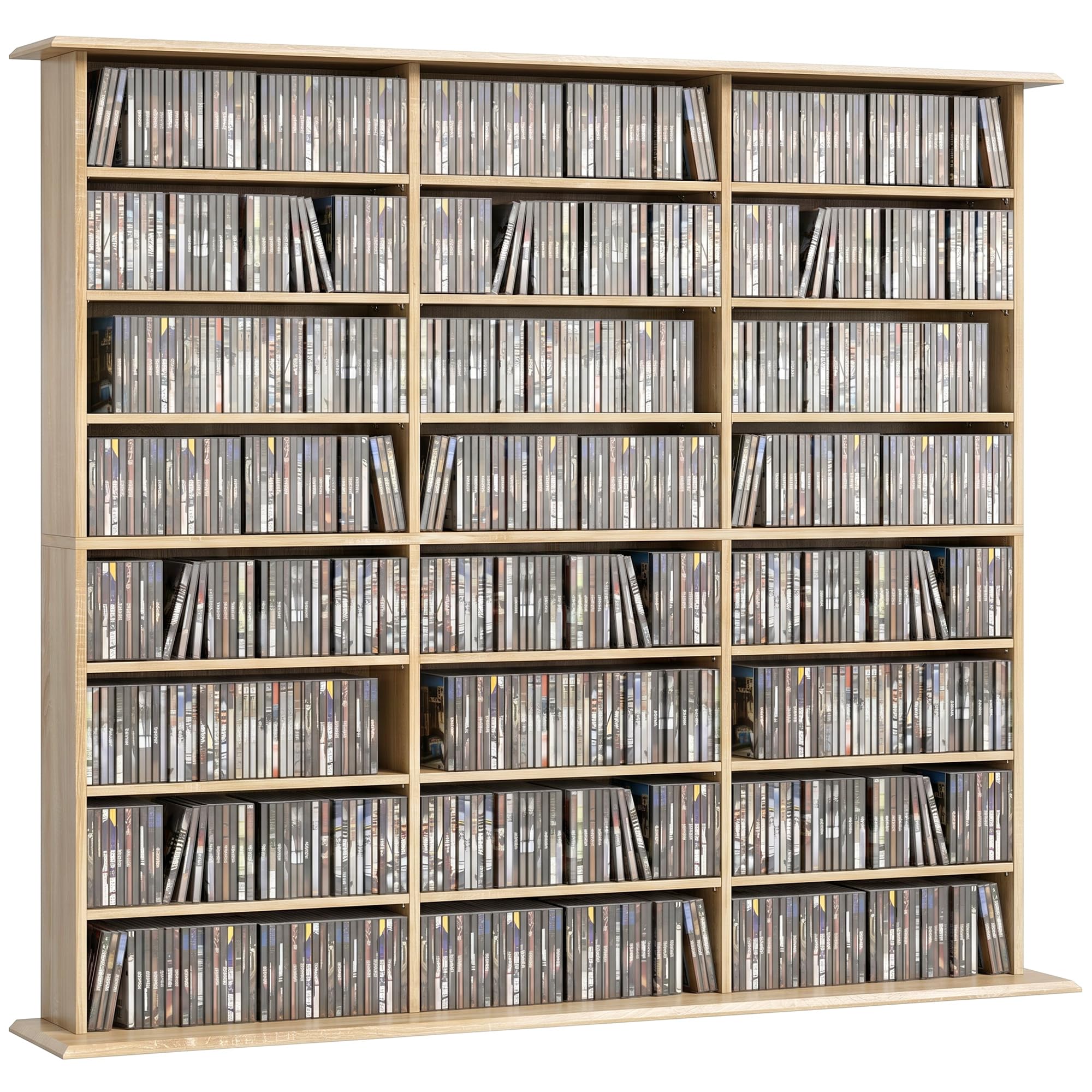 HOMCOM Almacenamiento CD y DVD 145x24x126.3cm Roble