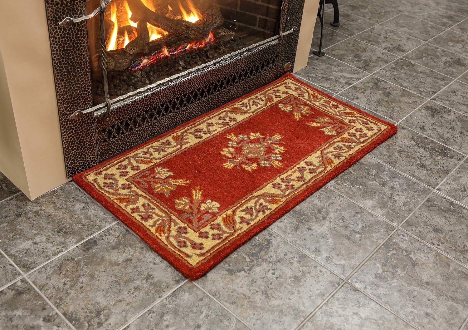 Minuteman International Vermillion Jardin Wool Hearth Rug, Rectangular
