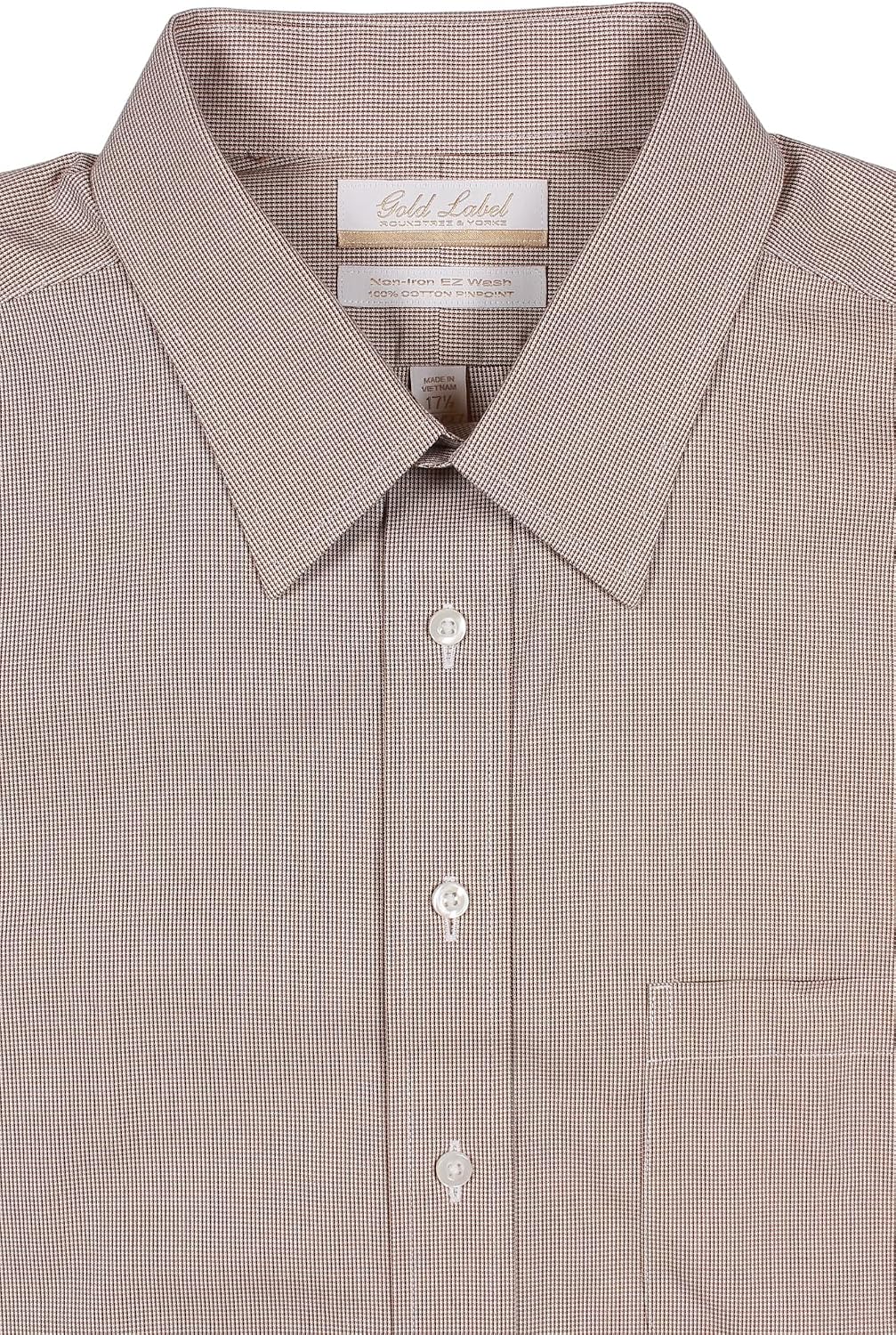 Gold Label Men's Big and Tall Wrinkle-Free Long Sleeve Button-Down Dress Shirt with Point Collar and Chest Pocket