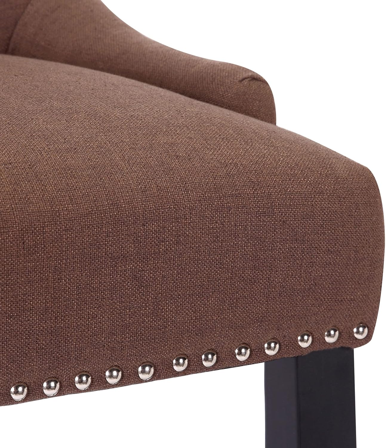 WestinTrends Hayes Hayes 29" Upholstered Wood Bar Stool with Tufted Back (Set of 2), Brown