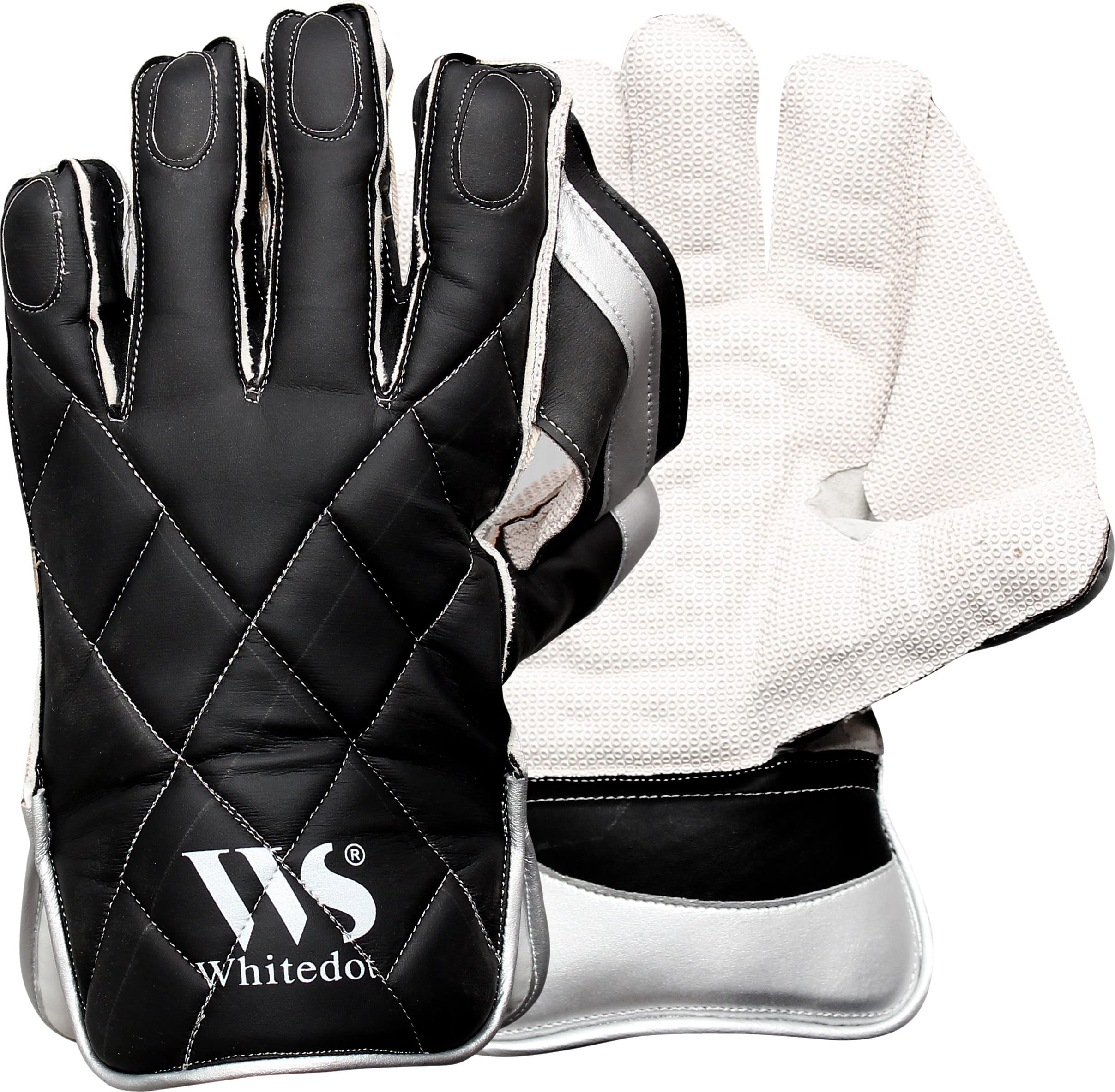 Whitedot Albatross Wicket Keeping Gloves Regular Club Inner Gloves Suitable for Mens Large (Men, White, Black) Material : Leather
