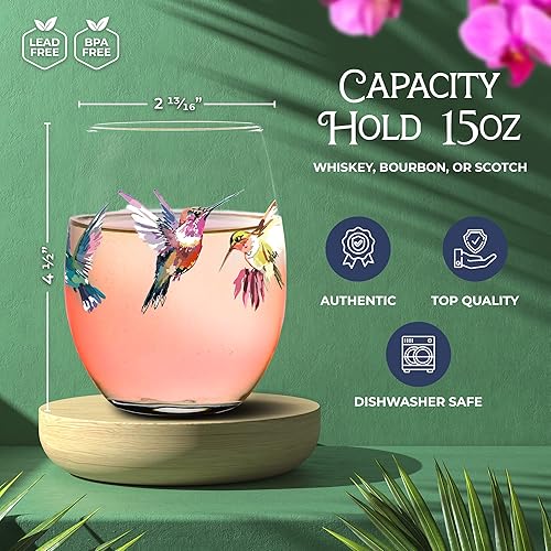 Miniatura 4 de Toasted Tales Colección Hummingbirds Lake and Lodge  Copa de vino sin tallo de 16 onzas  Accesorio de decoración del hogar al aire libre de