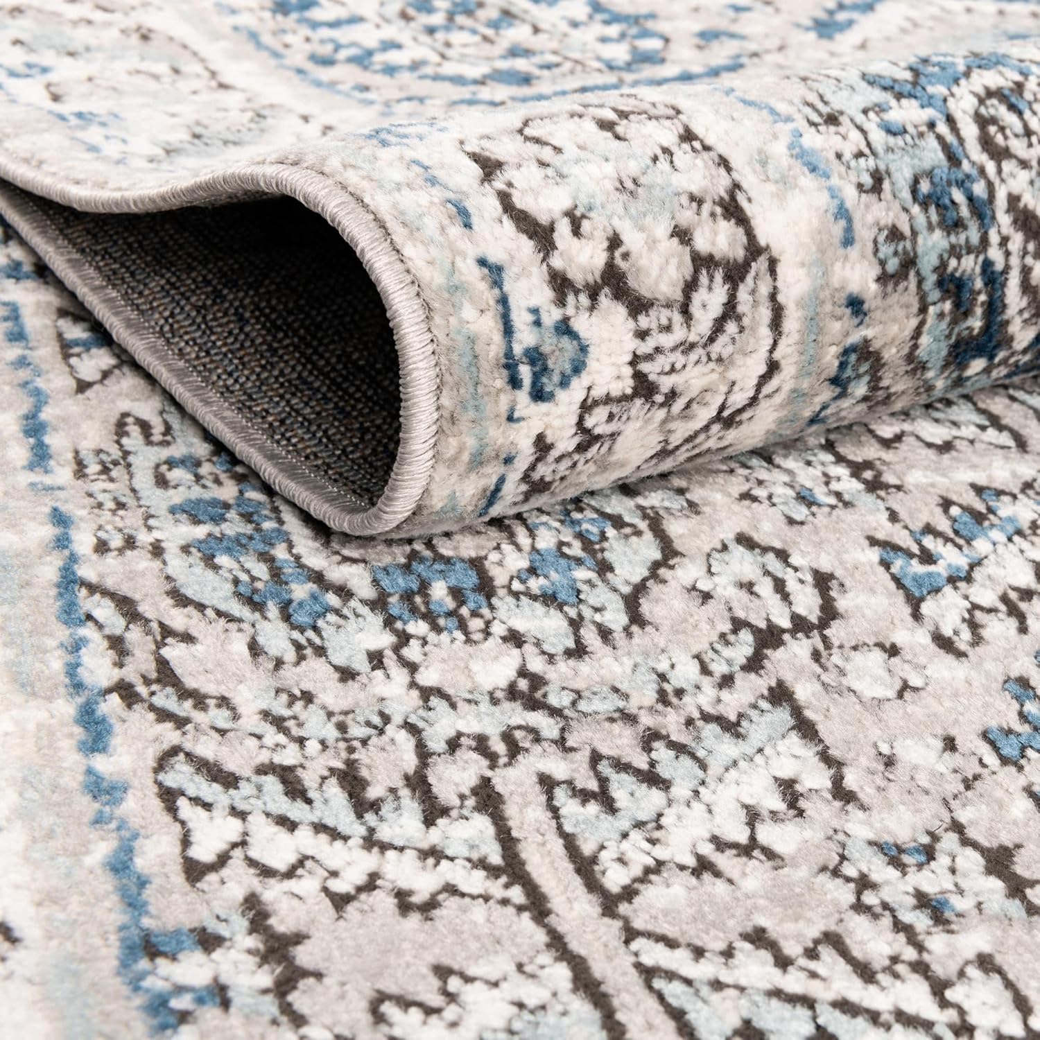 Unique Loom Nyla Collection Area Rug - Princess (7' 1" Octagon, Gray/ Ivory)