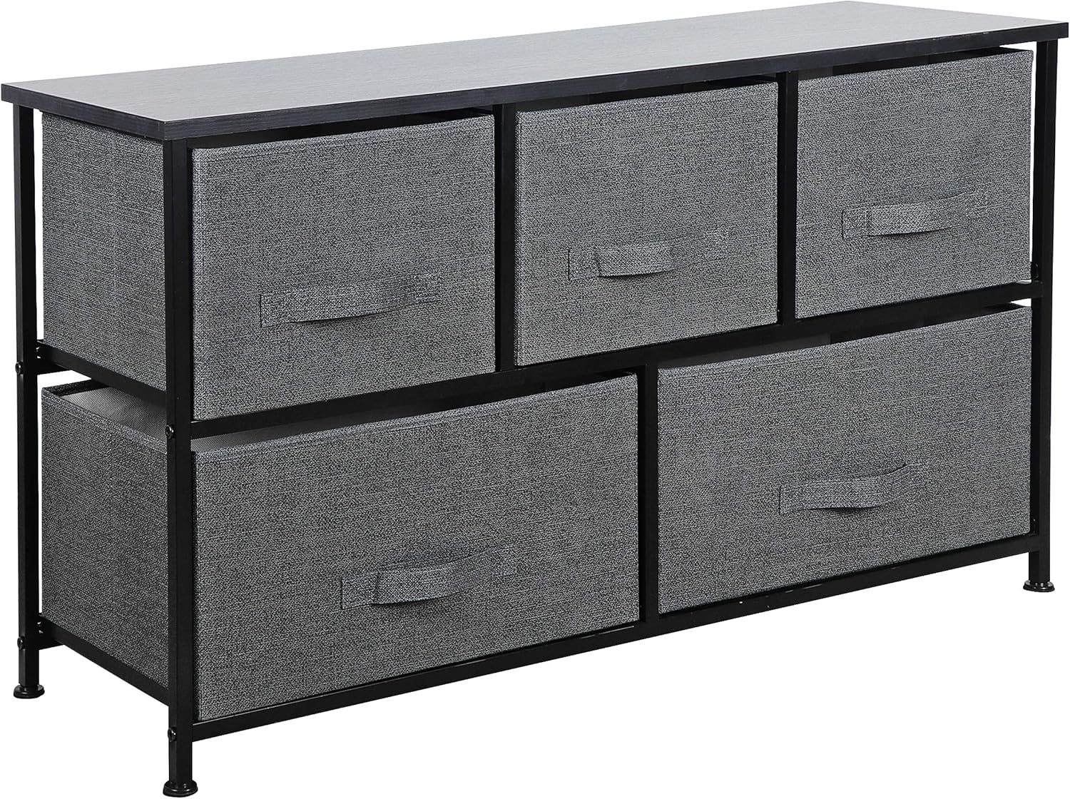 HomGarden Extra Wide Dresser with Drawers, Fabric Storage Tower Organizer Unit with Easy Pull Handle, Hallway, Entryway, Gray