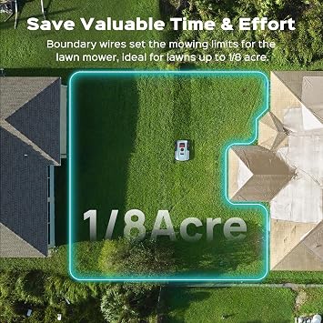 2026 New Robot Lawn Mower with App Control Features Adjustable Cutting Height, Auto-Charging, Obstacle Detection and Brushless Motor for Lawns Up to 1/8 Acre, Light Gray