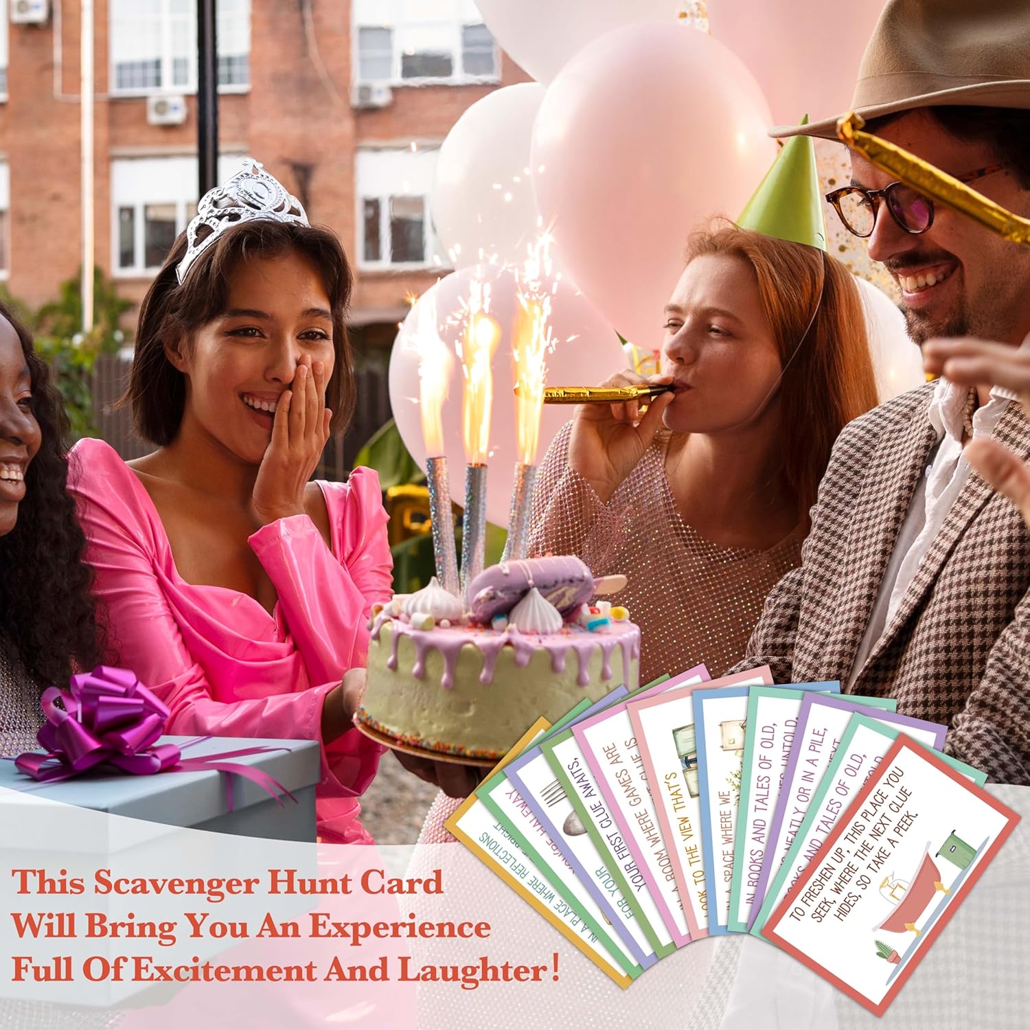 Scavenger Hunt Clue Cards, Indoor Easter Scavenger Hunt Games for Adults, Holiday Birthday Easter Party Supplies Activities for Family Friends (18 Clues Cards with Envelopes), 06