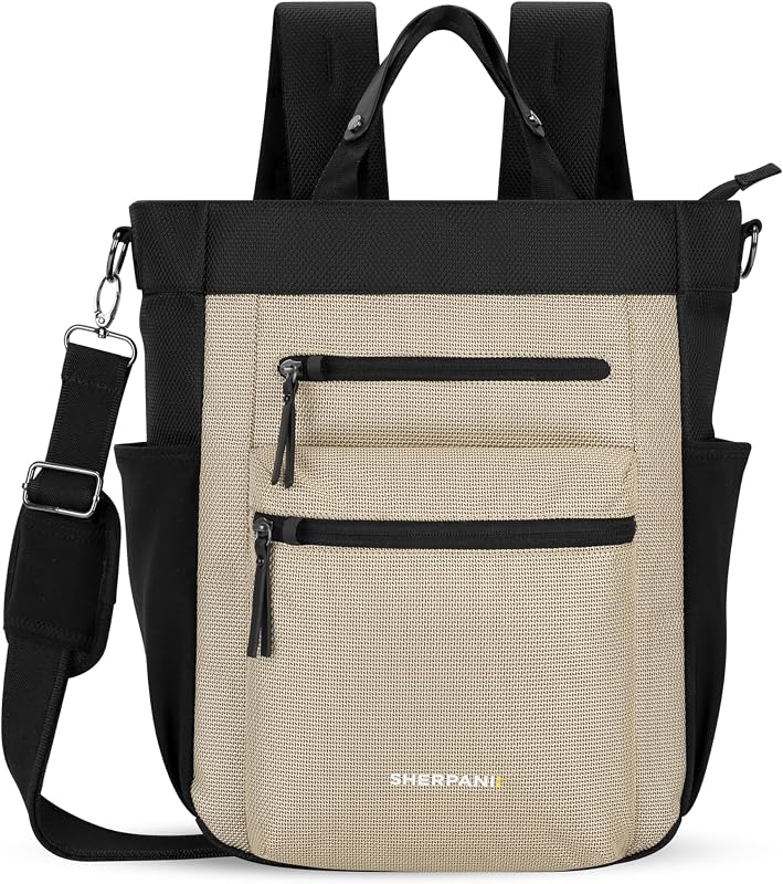 Sherpani Soleil, Anti Theft Convertible Backpack, 3 in 1 Tote (Straw) | Anti-Theft Sling, 18L Travel Shoulder Bag, Everyday Crossbody Purse, Business Daypack, Travel Gift for Women, Fits 13” Laptop
