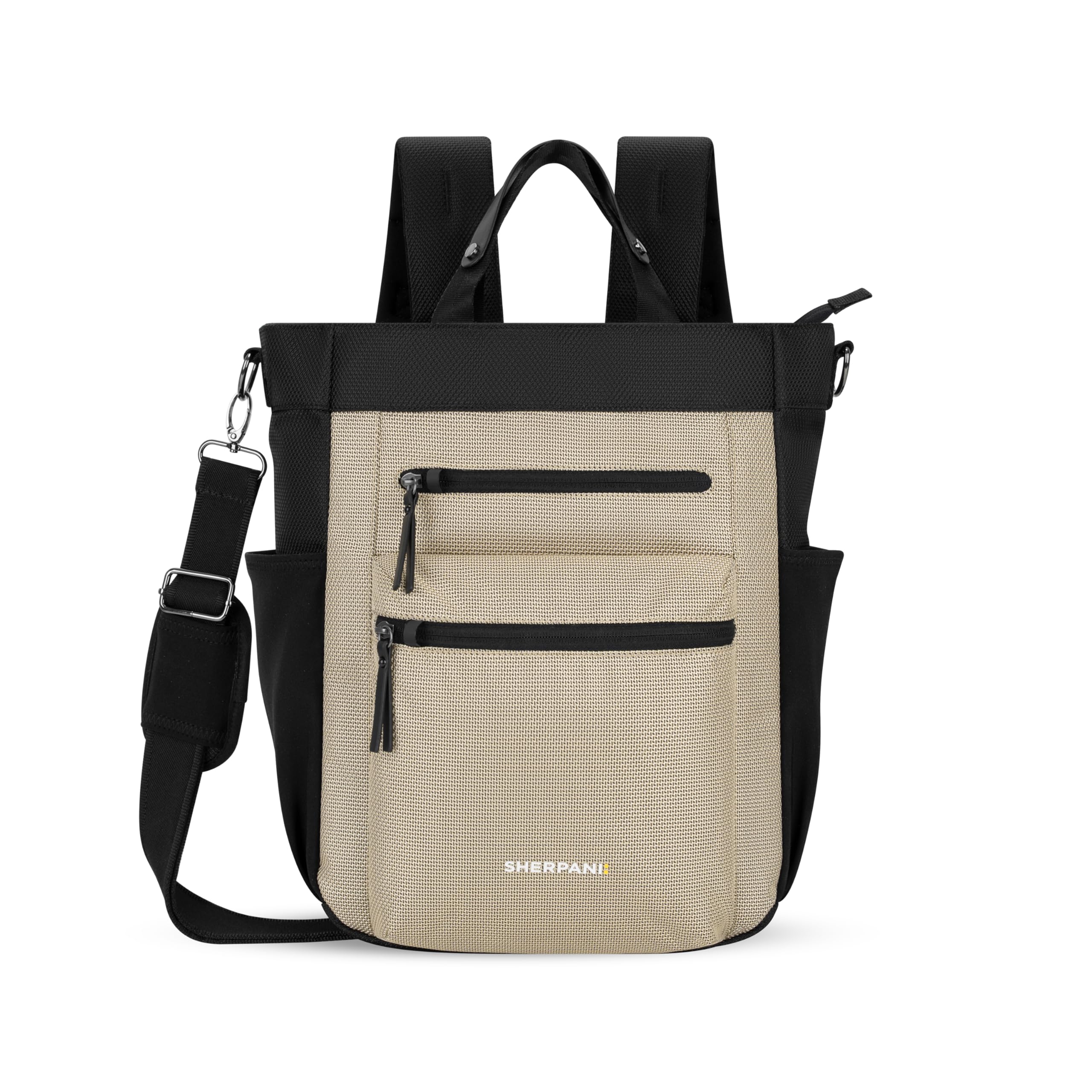 Sherpani Soleil, Anti Theft Convertible Backpack, 3 in 1 Tote, Crossbody Purse, 18L Travel Bag, RFID Protection, Fits 13” Laptop (Straw)