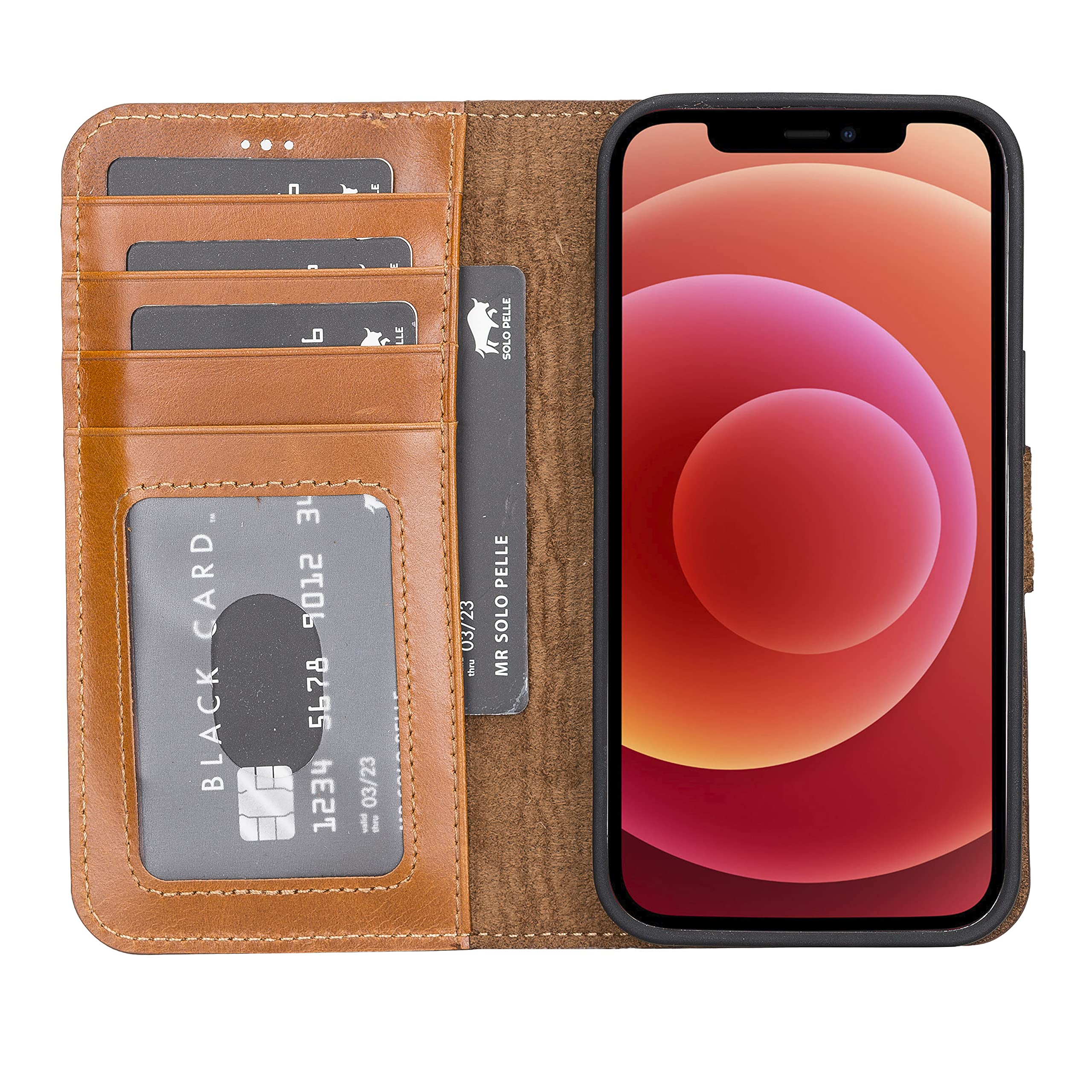 Custodia Portafoglio Con Tracolla Per IPhone 13 Pro – Pelle PU Marrone, 4 Slot Carte E Supporto - 2