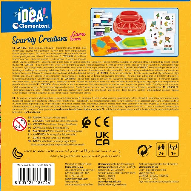 Foto 3 de 8 de Clementoni - Idea-Sparkly Creations-Game Icons Painting, Diamond Art, Kit Arte, Laboratorio Gemas, Juego…