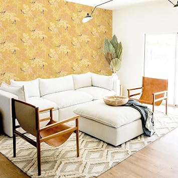 Arthouse Japanese Garden Ochre Wallpaper for Living Spaces & Feature Walls, 53 cm x 10.05 m Roll, 908002