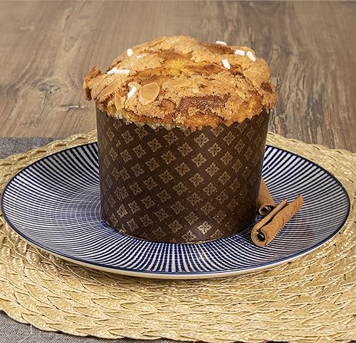Miniatura 7 de Molde Kulich de 12 onzas para pan de Pascua Paska | 12 piezas | Molde de papel para pan – Moldes de papel panettone antiadherente marrón universal –