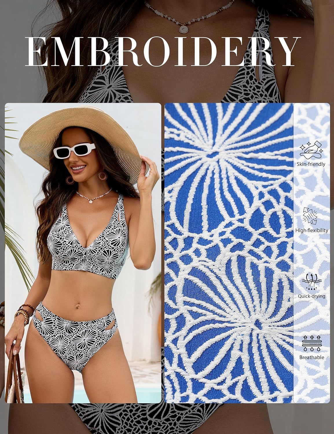 Blooming Jelly Womens Cheeky Bikini Sets Push Up Two Piece Swimsuit High Cut Tie Back Bathing Suits Curvy Swim Suit - Image 4