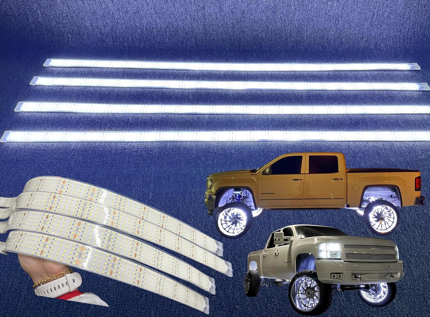 Lighting - NEW 4PCS 4FT 5-Row Pure White LED Strip Lights Kit for 15.5" Wheel Rings Plug & Play