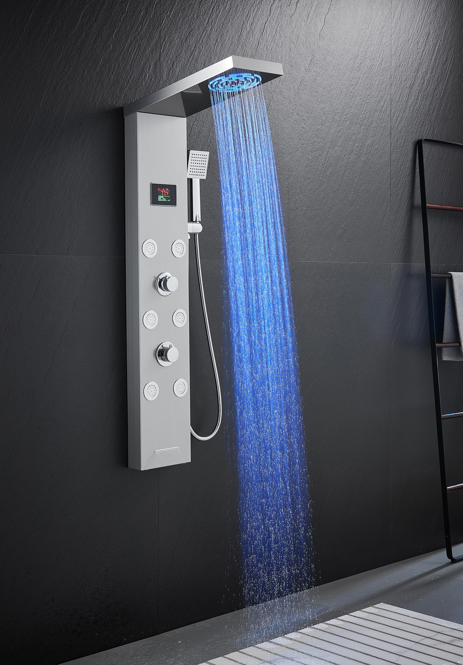 Stainless Steel Shower Panel - LED & Body Jets -4 Stainless Steel Shower Panel - LED & Body Jets -4