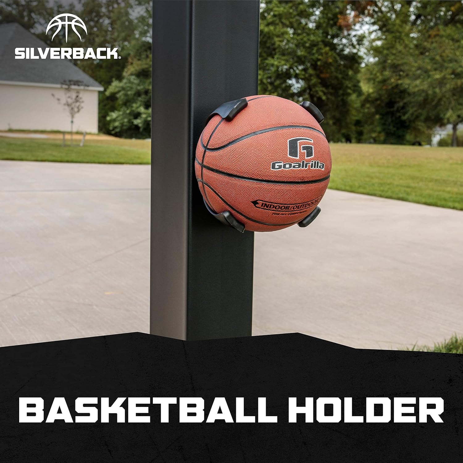 Silverback Basketball Holder Compatible with Men's, Women's, Youth Basketballs, Soccer Balls, Volleyballs, and Kickballs