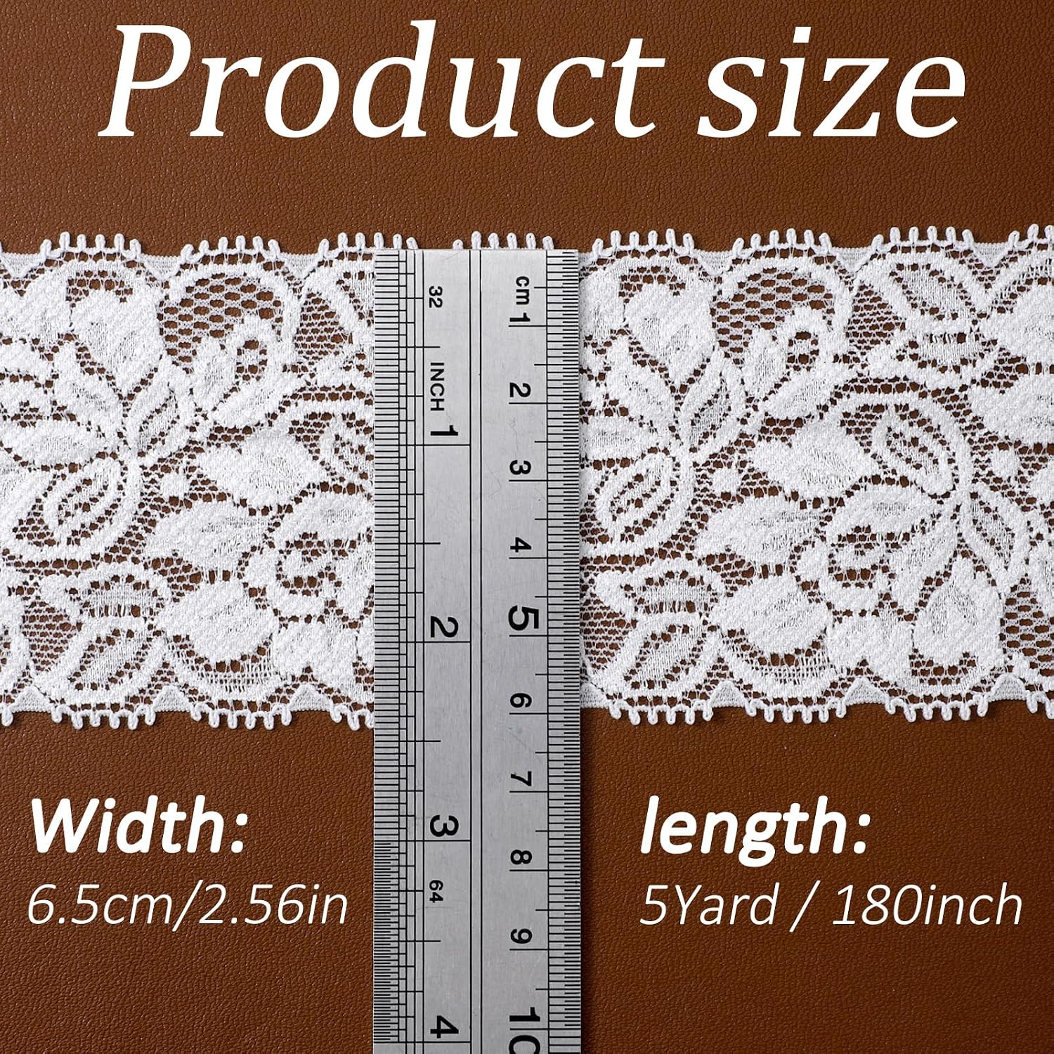 5 Yard Lace Trim White Lace Trim Ribbon, 2.36 Inch Width White Laces Trims Delicate Crown Ribbons for Crafts Sewing and Bridal Wedding Dress Applique Decorations, Laces Fabric by The Yard