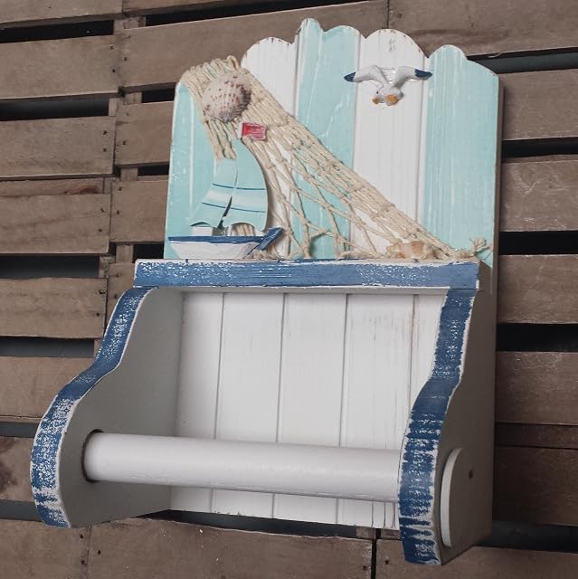 Toilet Paper Roll Holder - Nautical, Seaside theme - Yacht and Seagull